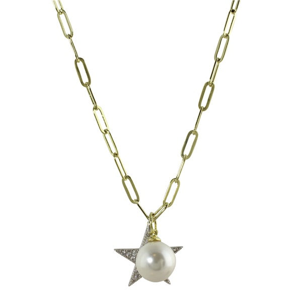 LONG STAR &amp; PEARL NECKLACE