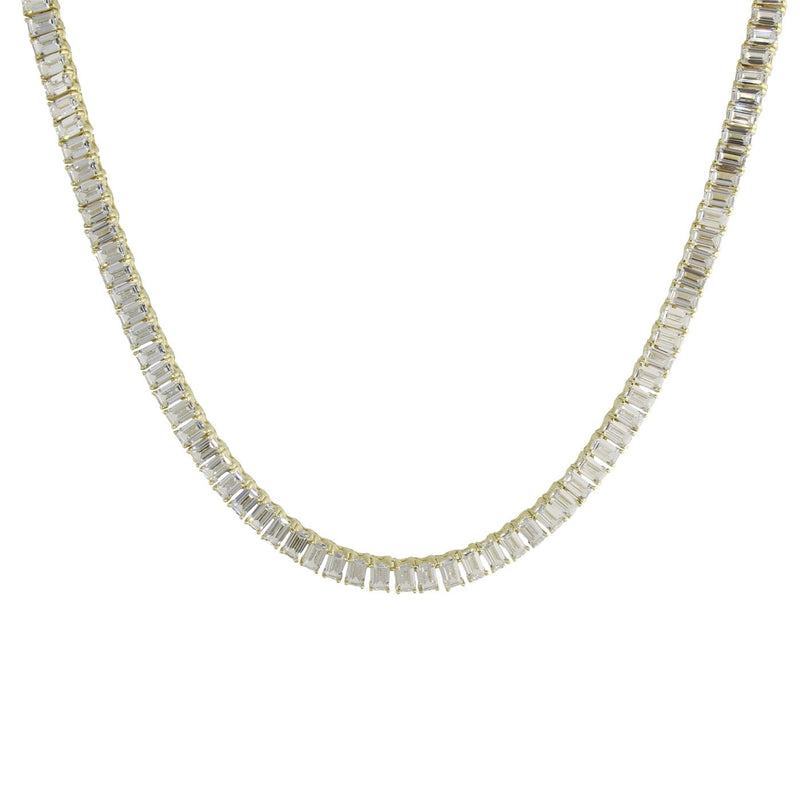 FANCY EMERALD CUT TENNIS NECKLACE