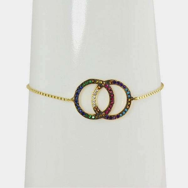 RAINBOW DOUBLE CIRCLE BOLO BRACELET