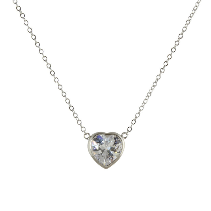 BEZEL SOLITAIRE HEART NECKLACE