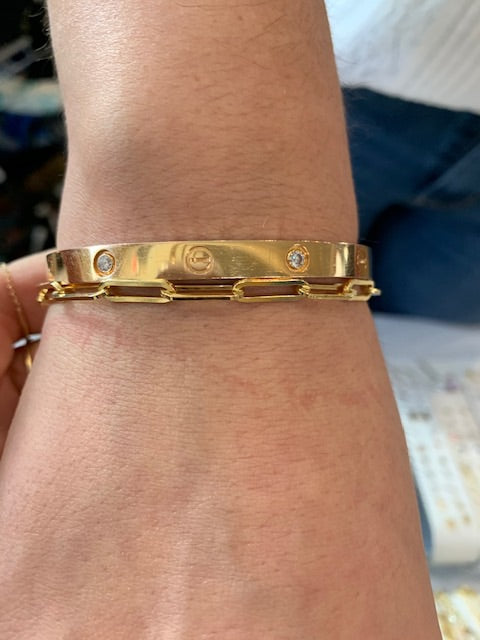 14K FLAT PAPERCLIP BRACELET