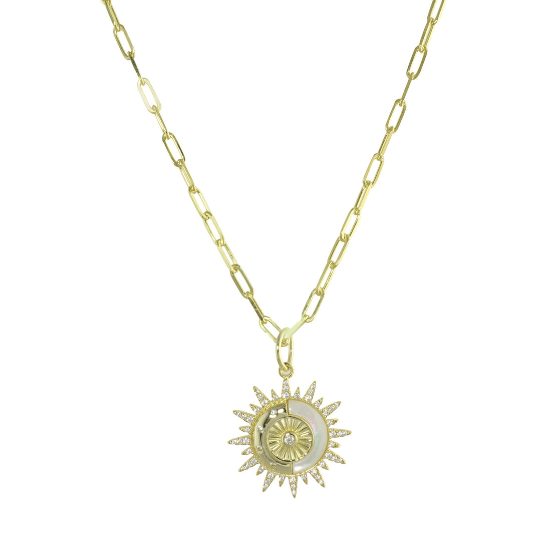 FANCY SUN PAPERCLIP NECKLACE