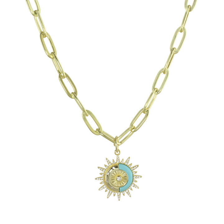 FANCY SUN PAPERCLIP NECKLACE