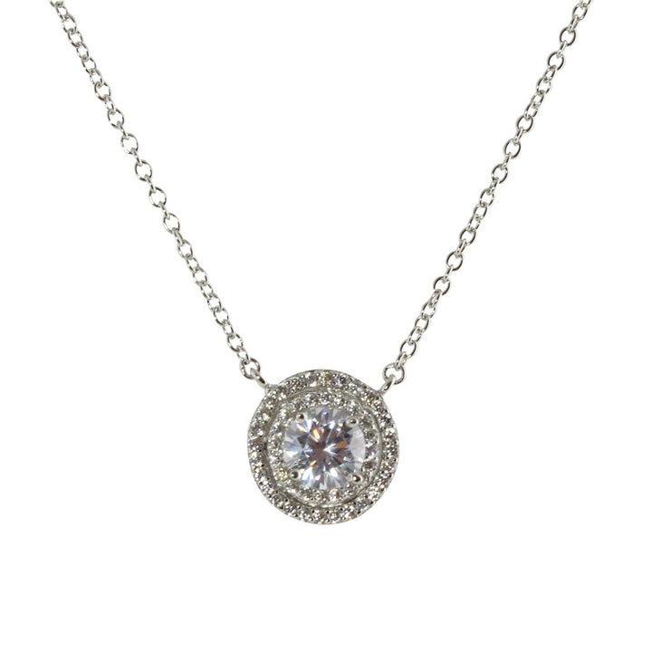 CZ SOLITAIRE HALO NECKLACE
