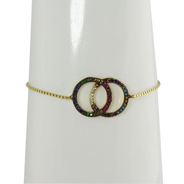 RAINBOW DOUBLE CIRCLE BOLO BRACELET