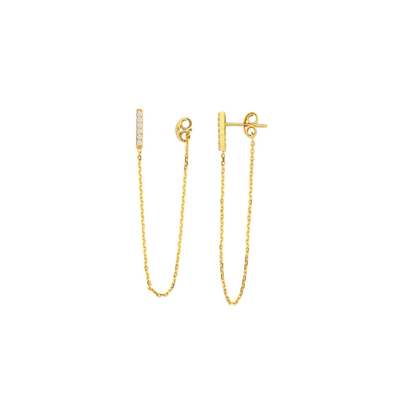 14k front to back chain earrings
