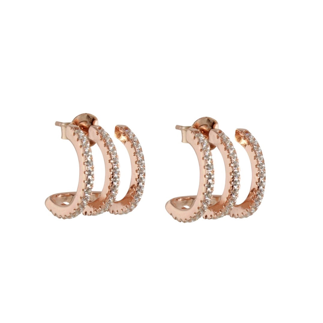 Silver or rose gold triple Huggies