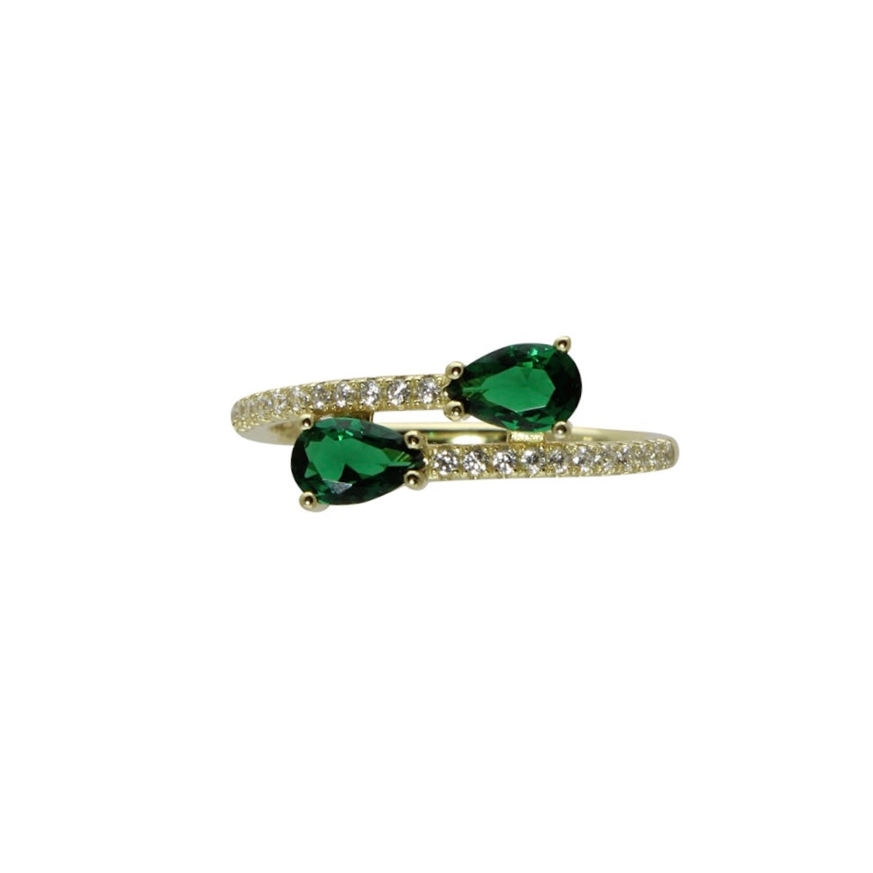 Green pear shape wrap ring