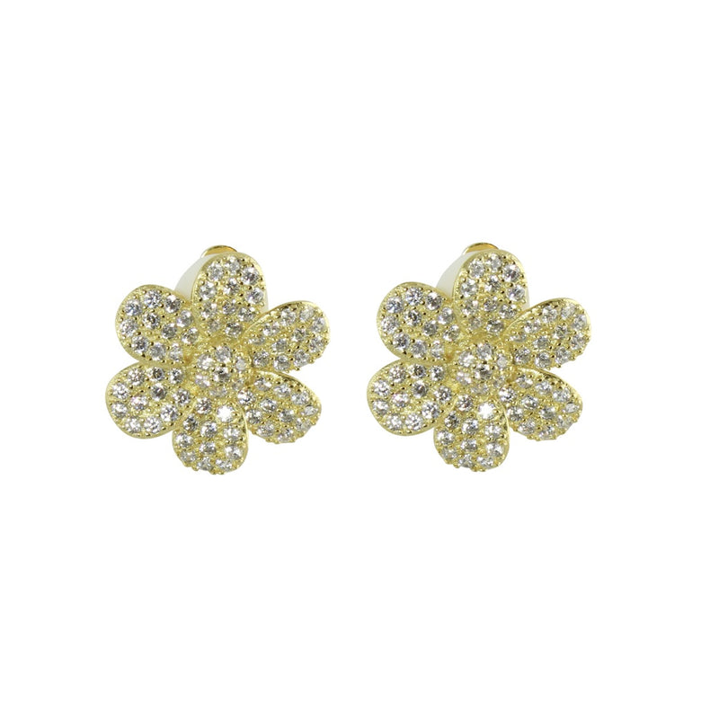 Gold Flower clip on earrings 