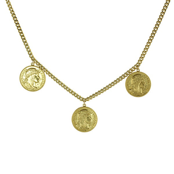 3 COIN CURB NECKLACE