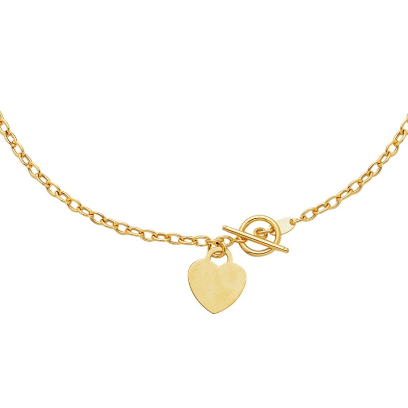 14K GOLD HEART TOGGLE NECKLACE