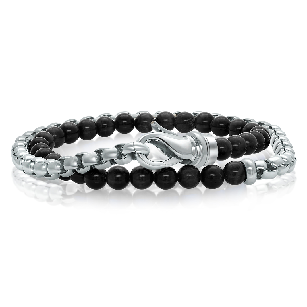 MEN’S DOUBLE WRAP STONE BRACELET