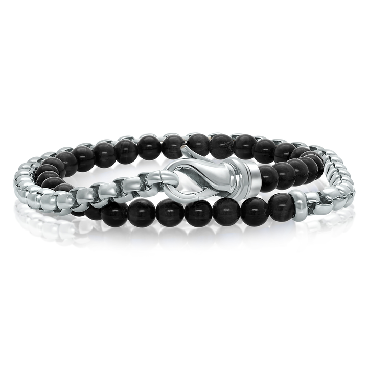 MEN’S DOUBLE WRAP STONE BRACELET