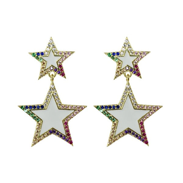 ENAMEL DOUBLE STAR EARRINGS - adammarcjewels