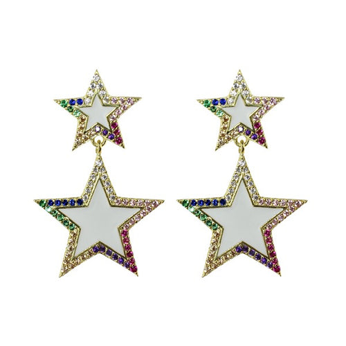ENAMEL DOUBLE STAR EARRINGS - adammarcjewels