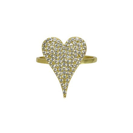 elongated pavè flat heart ring 