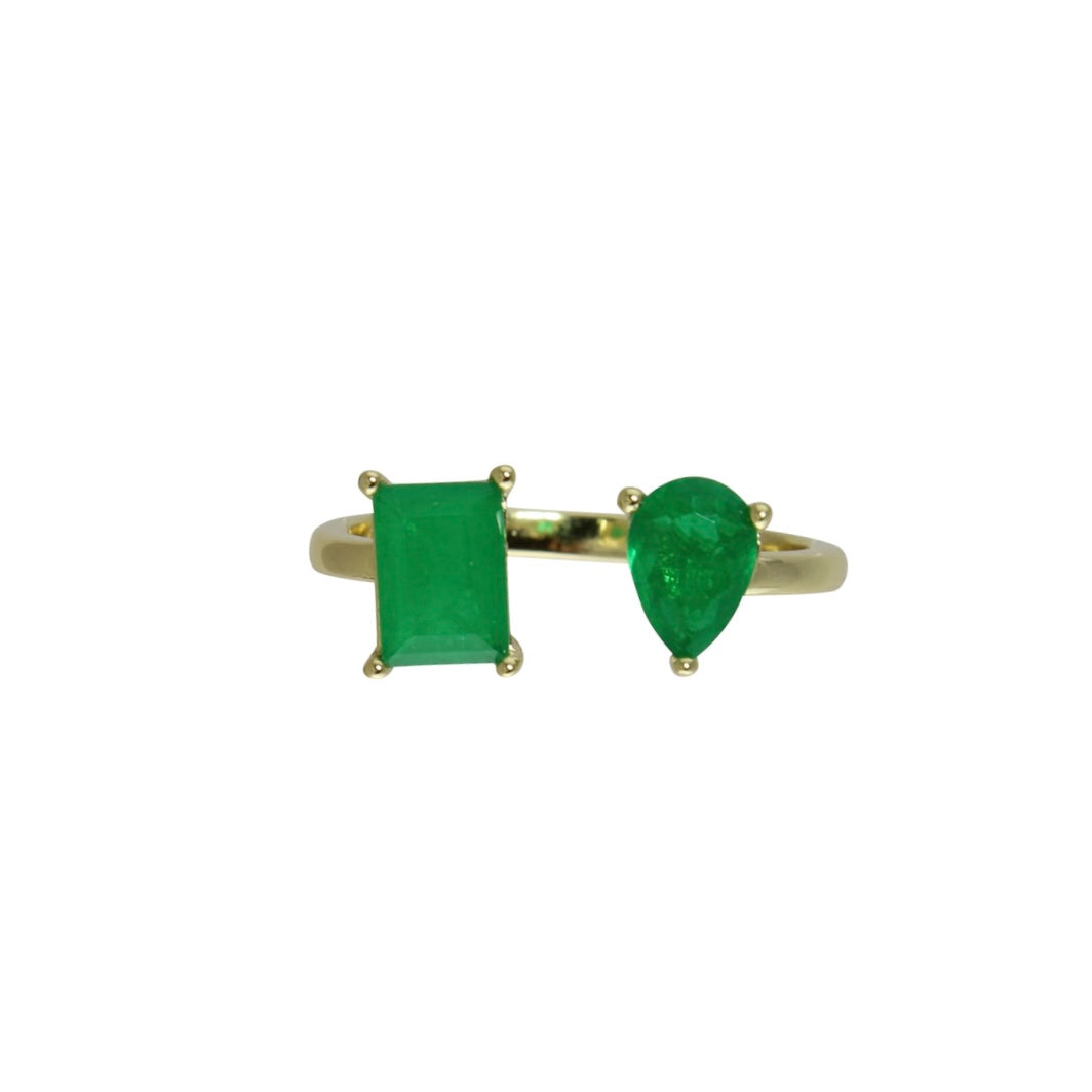 Emerald 2 stone ring