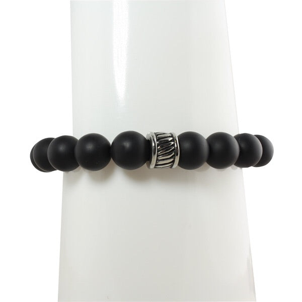 ONYX MENS BRACELET WITH BIG RONDELLES