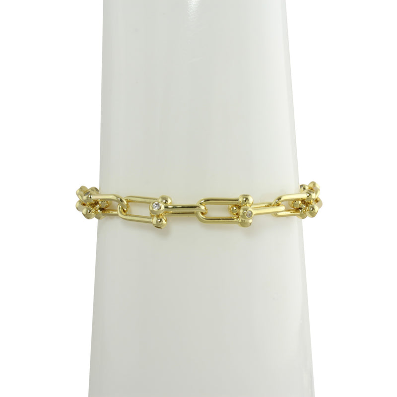 VERMEIL CZ U LINK BRACELET