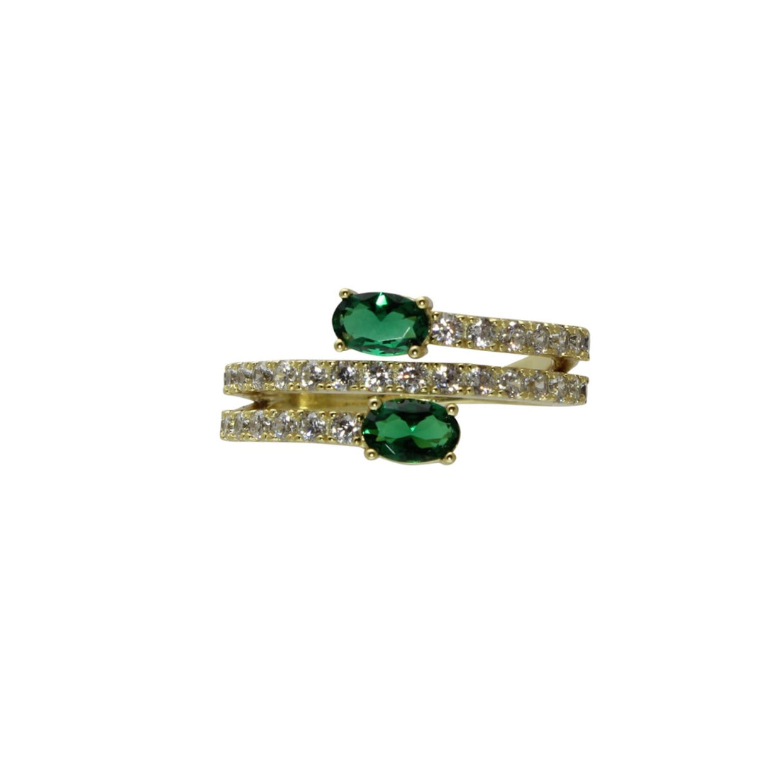 Emerald green triple wrap ring 