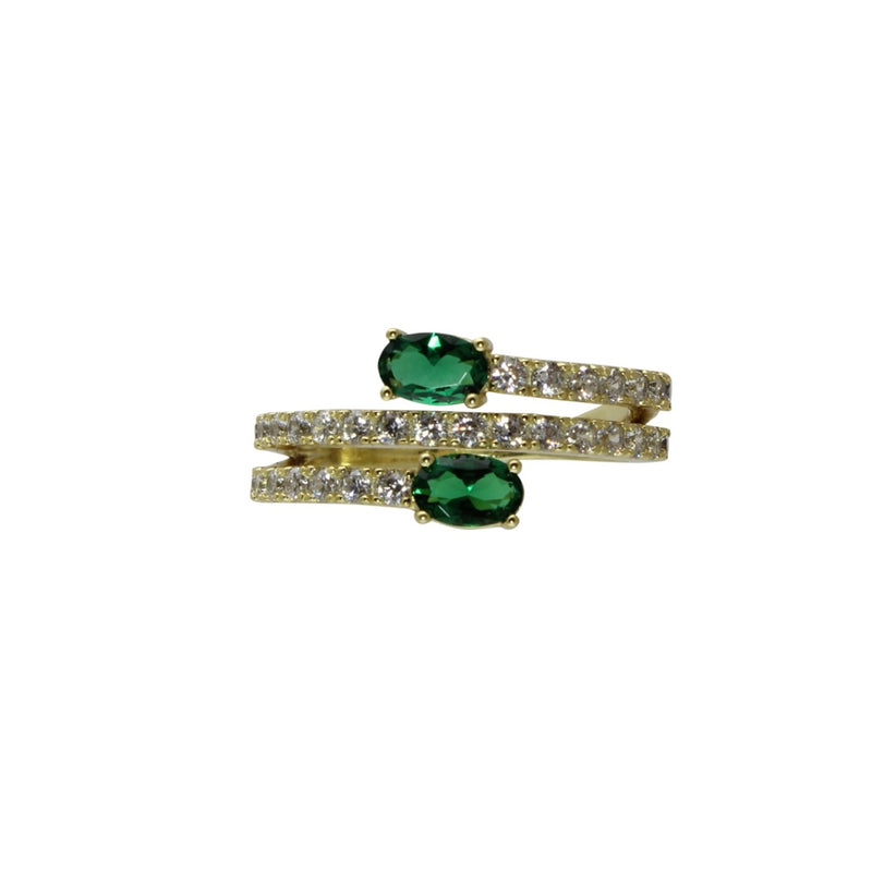 Emerald green triple wrap ring 