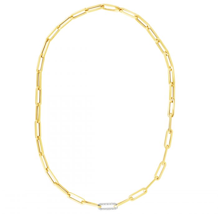14k diamond paperclip necklace
