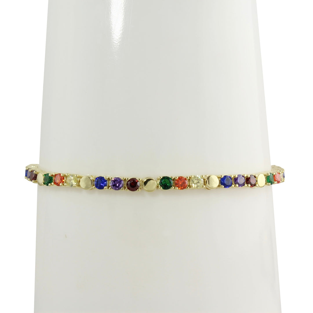 MULTICOLOR TENNIS BRACELET WITH GOLD DOT