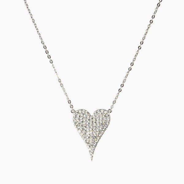 14k gold pave heart necklace