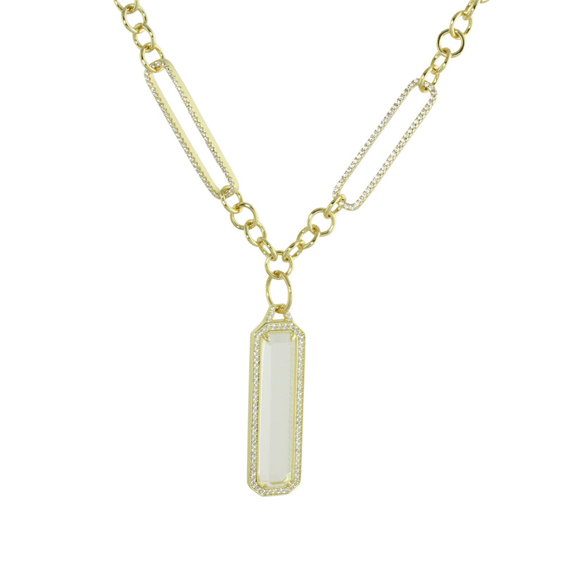 LINEAR PENDANT MIXED LINK NECKLACE
