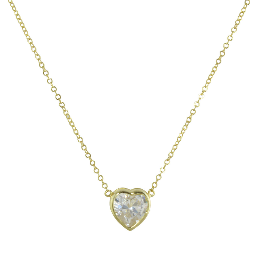 BEZEL SOLITAIRE HEART NECKLACE