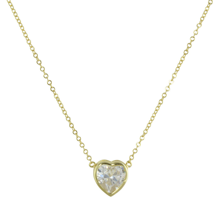 BEZEL SOLITAIRE HEART NECKLACE