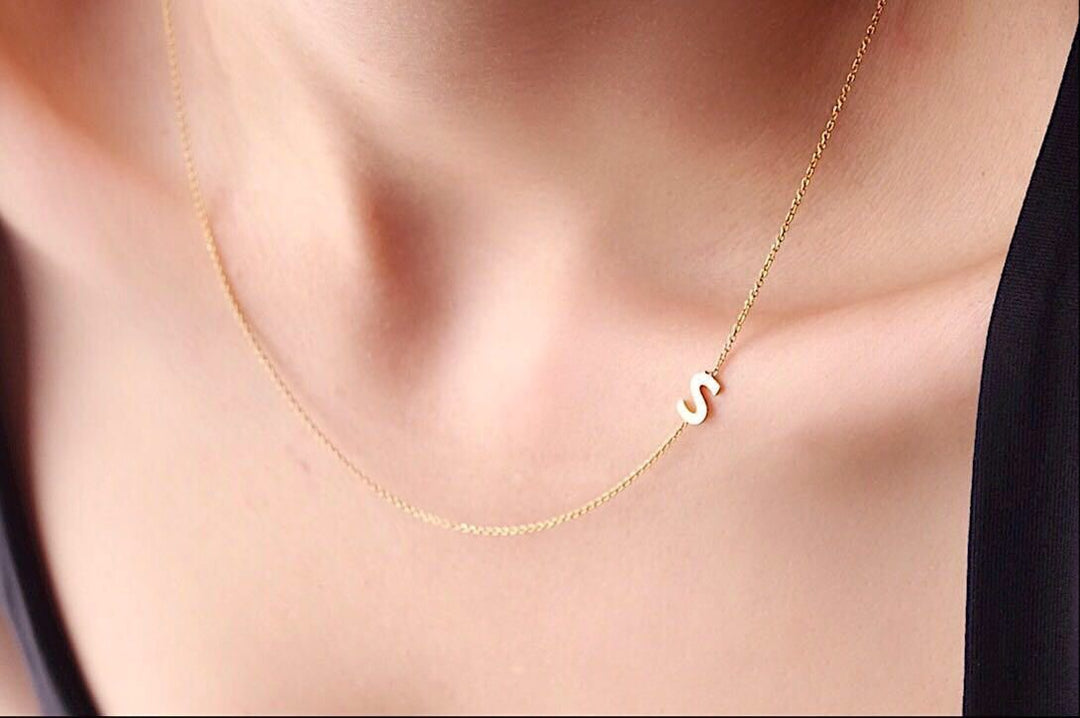 GOLD INITIAL NECKLACE - adammarcjewels