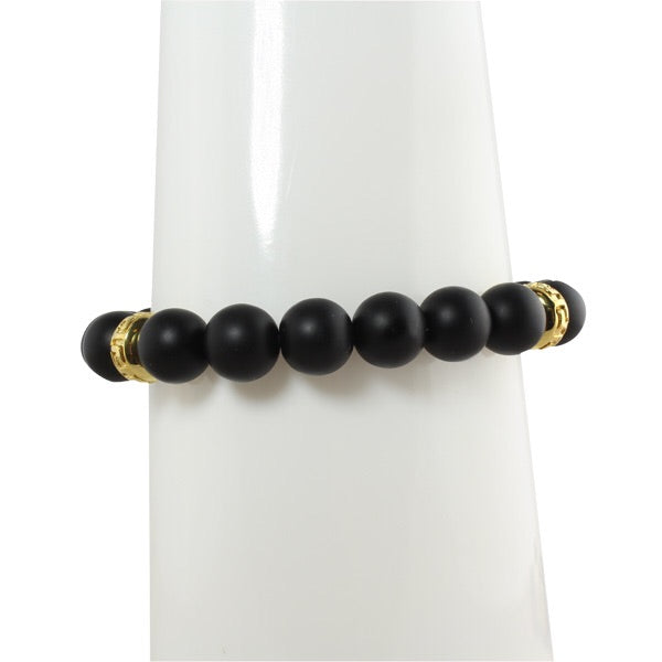ONYX BEAD BRACELET WITH SMALL RONDELLES