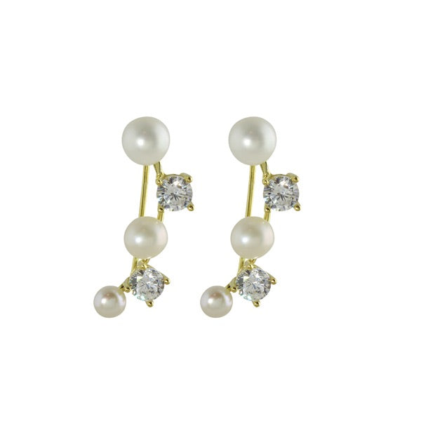 PEARL &amp; CZ EAR CLIMBER