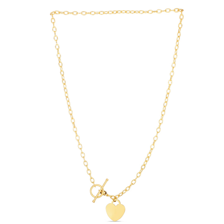 14K GOLD HEART TOGGLE NECKLACE