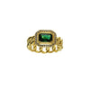 SOLID LINK SQUARE STONE RING