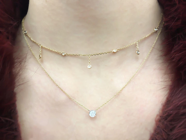 HANGING DIAMOND STATION CHOKER 14k - adammarcjewels
