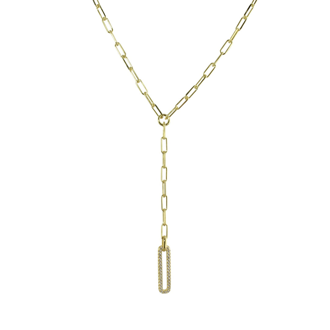 PAPERCLIP PAVÈ LINK LARIAT