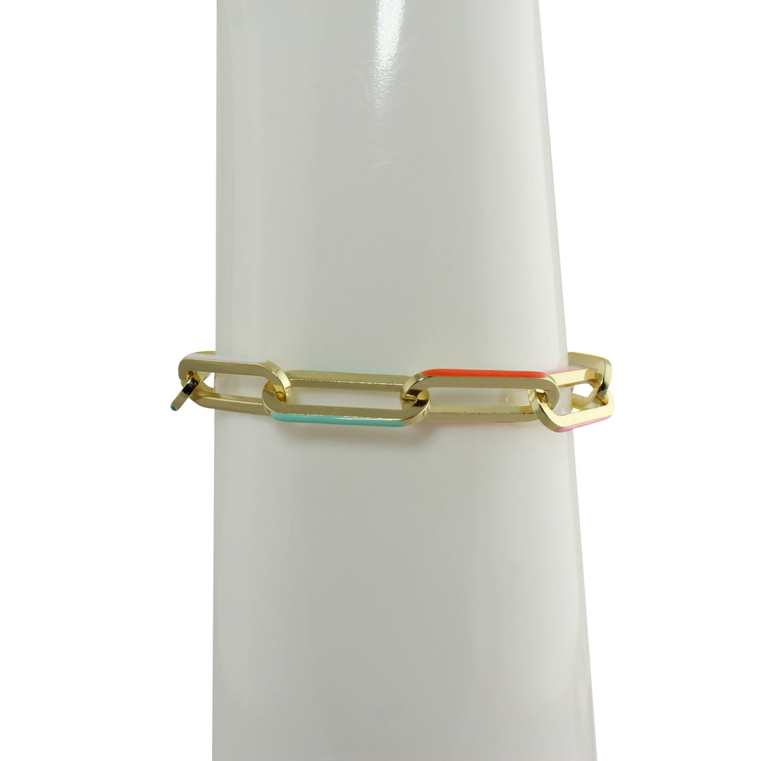 PASTEL ENAMEL PAPERCLIP BRACELET