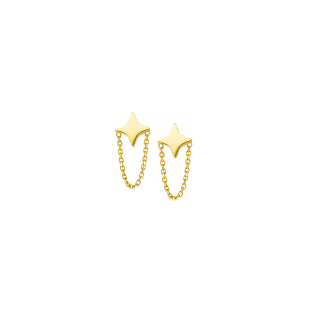 14k STAR & CHAIN EARRINGS - adammarcjewels