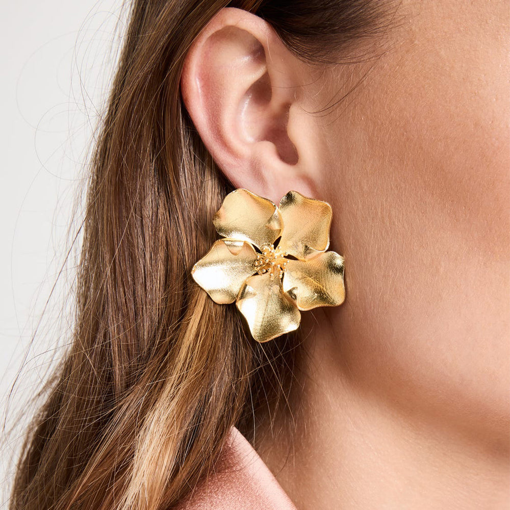 big gold flower earrings