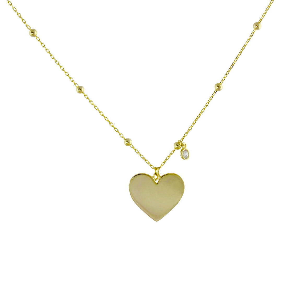 GOLD HEART STATION CZ NECKLACE