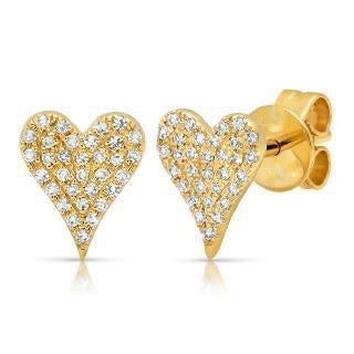 ELONGATED PAVÈ HEART STUD EARRINGS