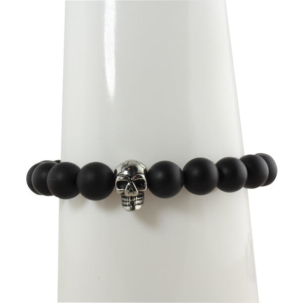 MENS ONYX &amp; SKULL BRACELET