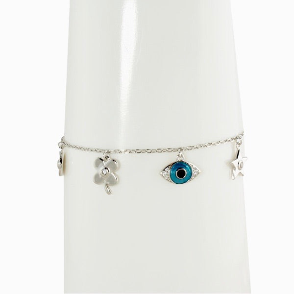 AQUA EVIL EYE CHARM BRACELET