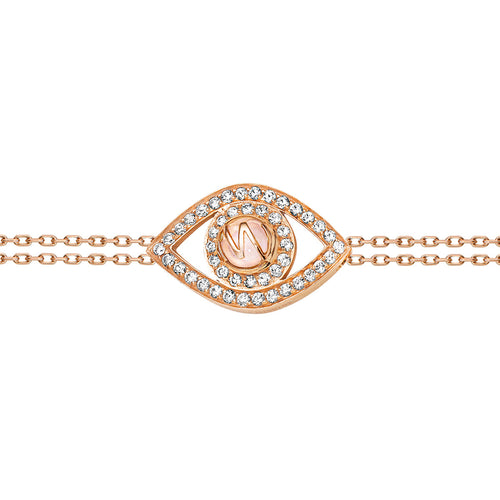 rose gold big diamond evil eye bracelet
