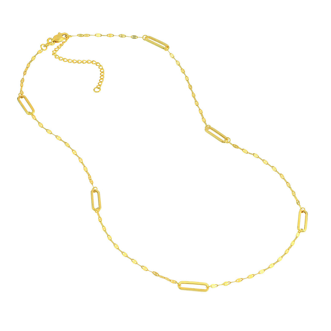 14K STATION PAPERCLIP NECKLACE