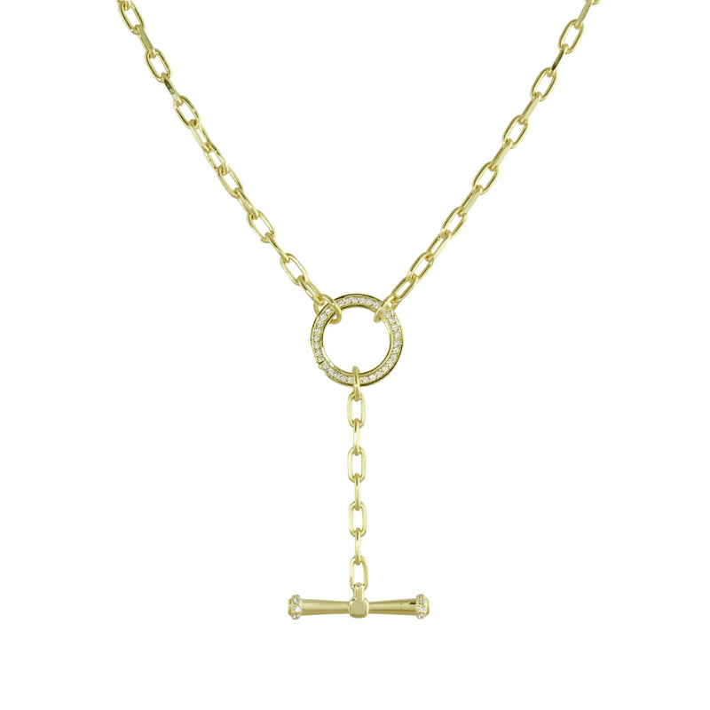 CIRCLE & BAR LINK LARIAT NECKLACE