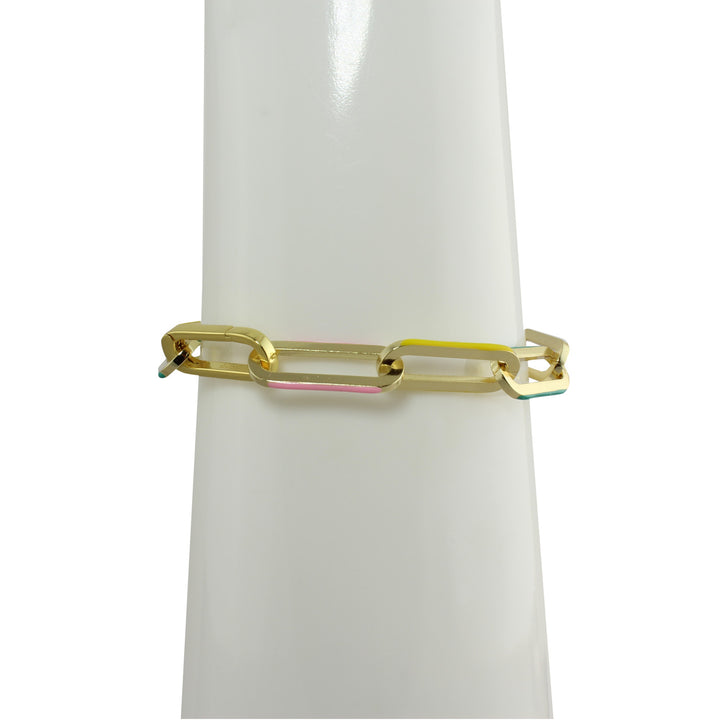 PASTEL ENAMEL PAPERCLIP BRACELET
