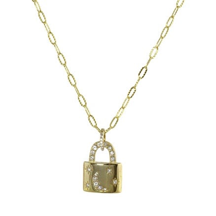 PADLOCK DIAMOND CUT LINK NECKLACE
